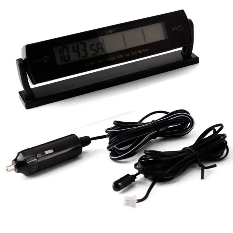 Авто Черные автомобильные часы напряжение цифровой ЖК-термометр температуры автомобиля будильник автомобильные аксессуары для интерьера