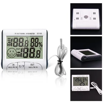 

Hot!Weather Station Household Indoor and Outdoor Use Temperature Humidity Meter Temperature Display Thermometer Hygrometer