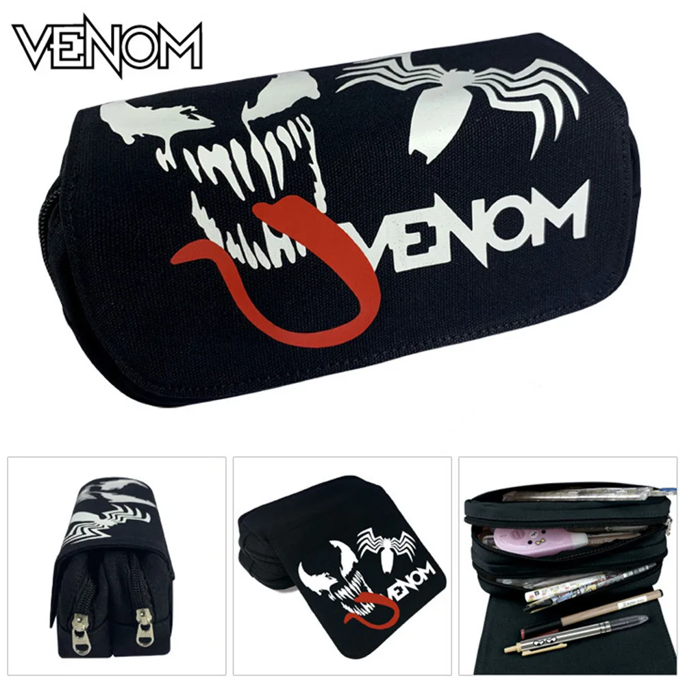 

Marvel Venom Pencil Bag Men Women Coin Purse Faux Leather Zipper Pouch Storage bag Buggy Make Up bag cute purse
