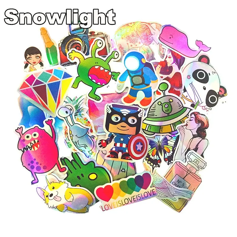 25 Pcs/Lot Cool Styling Colorful Reflective Car Laptop Bicycle Sticker For Trunk Skateboard Guitar Decal Fashion Stickers