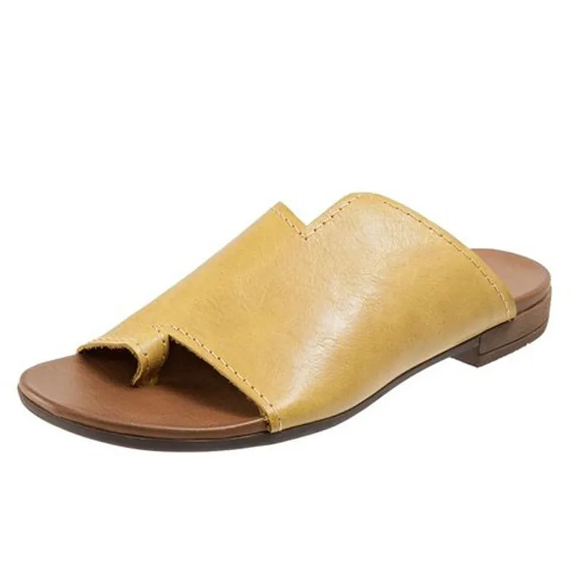 Сандалии женские на плоской подошве кожаные босоножки в ретро стиле римские