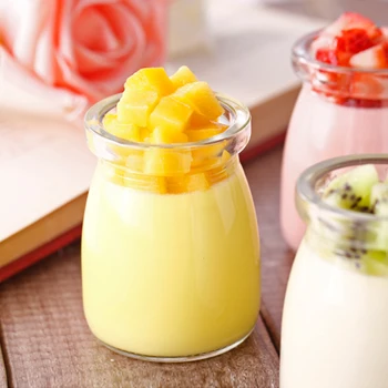 

10pcs Glass Pudding Jam Jars Glass Bottle 100ML Cartoon Candy Yogurt Containers Milk Cup Mousse Dessert Jam Milk Cup Bottle