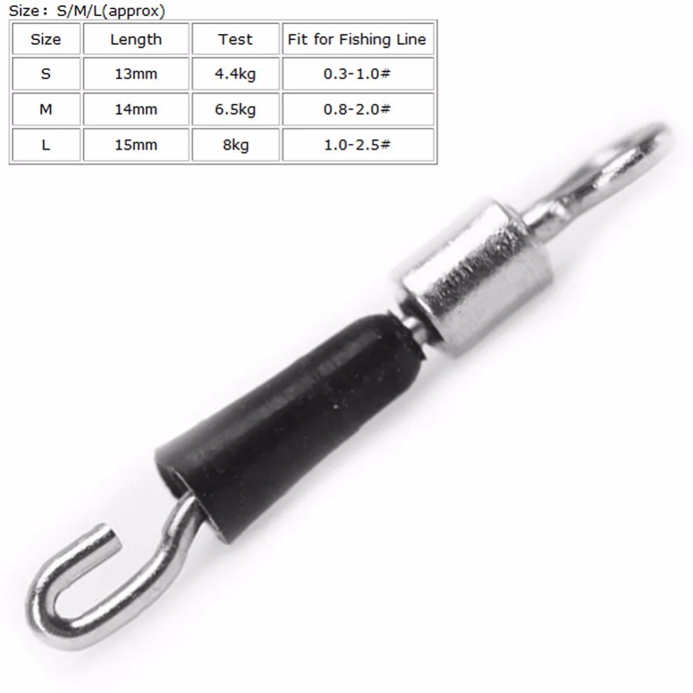30pcs Ball Bearing Swivel Solid Rings quick fast link connector Fishing Hook