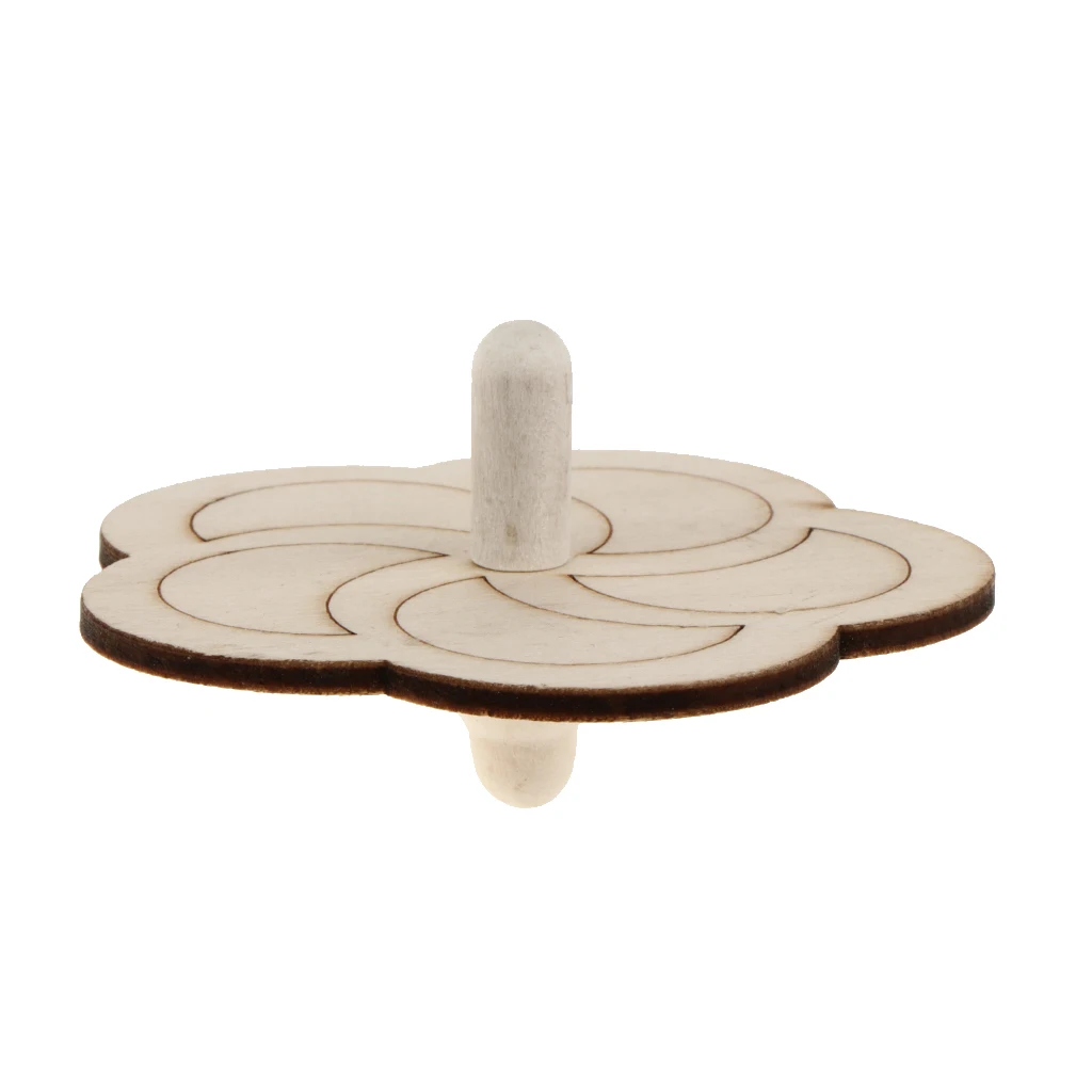 4 Pieces Funny Educational Natural Wood Gyro Spinning Top Toys For Kids Children