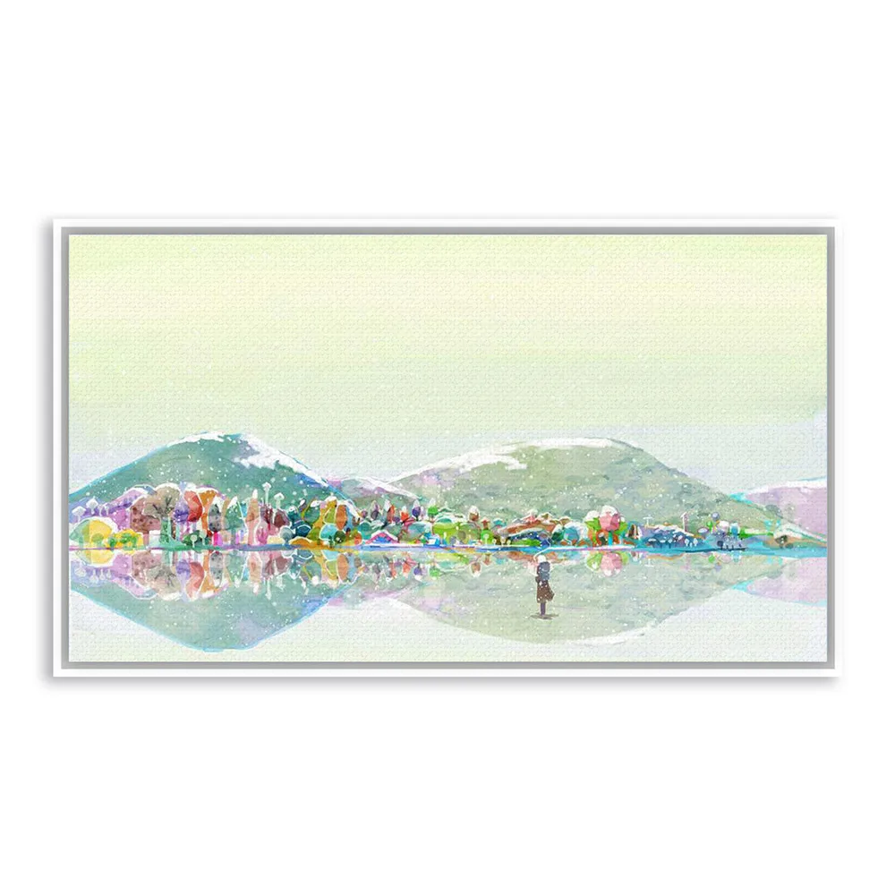 line Shop Scena di neve Bianco Acquerello Moderna Stampe in formato Poster Disegno Colorato Paesaggio Invernale Big Canvas Pittura Living Room Wall Art