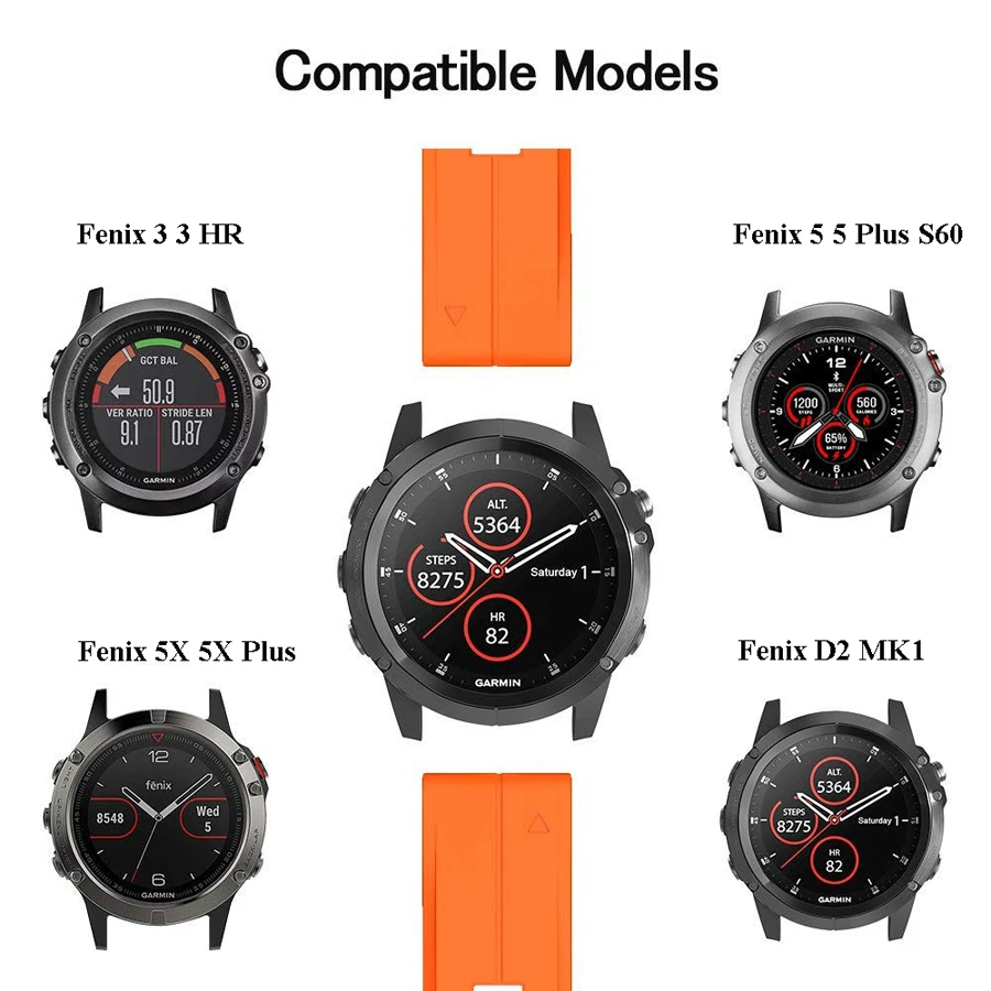 Ремешок для часов 20 22 26 мм силиконовый Easyfit Garmin Fenix 5X 5 945 3HR 5Plus Forerunner быстросъемный