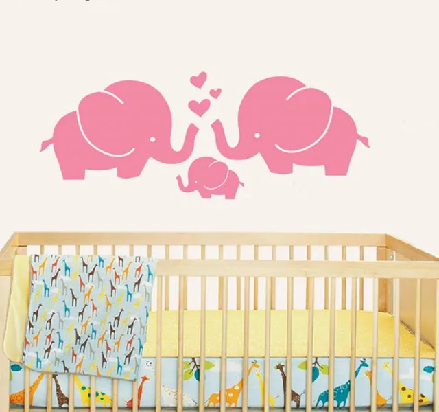 Cute Elephant Hearts Family Wall Decals Baby Nursery Decor Kids Room Cute Elephant Hearts Family Wall Decals Baby Nursery Decor Kids Room Stickers Hipster Modern Retro