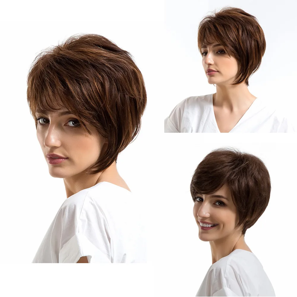 2018 Wig Natural Women Short Texture BrownHair Wigs Slight Wig Human Hair Female Wigs 2018 Wig Natural Women Short Texture BrownHair Wigs Slight Wig Human Hair Female Wigs