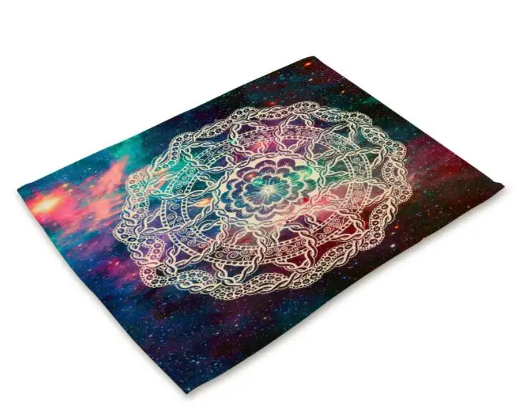  Printed Linen Placemat Place mat Table Mat flower colorful polyester Dinner table mat Coaster Home 