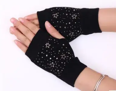 Горячая перчатки и варежки Кристалл женские сверкающие митенки перчатки Алмаз относится к трикотажные Стразы - Цвет: 33