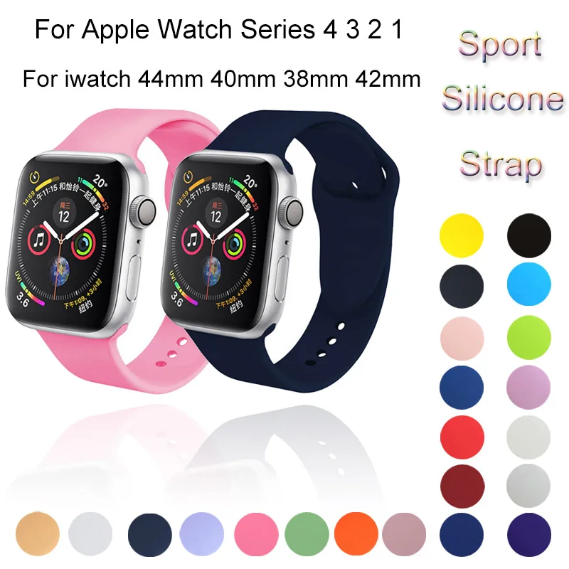 

Silicone Replacement Watch Band For Apple Watch 4 3 2 1 Bracelet Strap For iwatch 44mm 40mm 38mm 42mm Sport Wrist Watchband