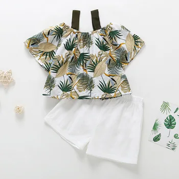 

Boutique high quality girl vest top woven cotton children summer clothes set