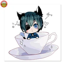 Kuroshitsuji q версия, маленький человек в кофейной чашке, DIY Цифровая живопись, рисунок на ткани