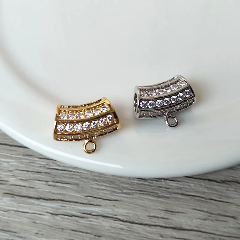 

10 Pcs CZ zircon crystal Micro pave Connector circular column Beads for DIY Making Bracelet necklace Jewelry Finding BD164