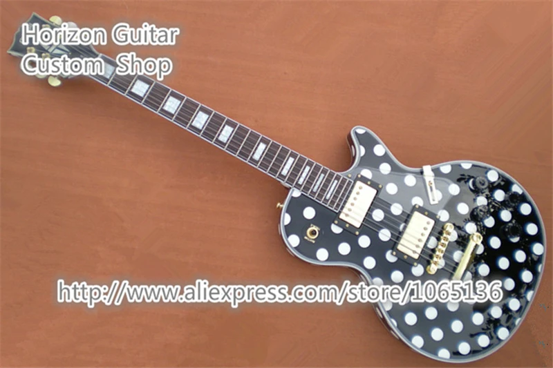 Free Shipping Classic Electric Custom Guitar Black Karl Sandoval Polka