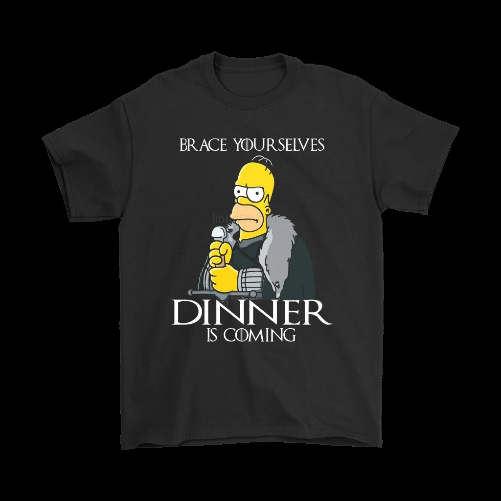 

Gildan Brand Brace Yourselves Dinner Is Coming The Simpsons T-Shirts 2019 Summer Men's Short Sleeve T-Shirt