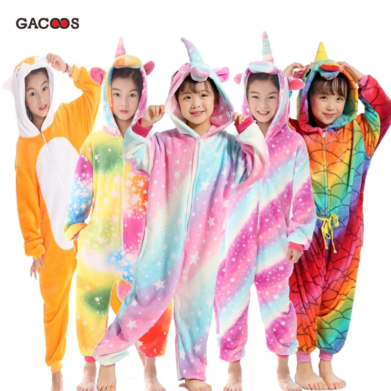 Boys Girls Unicorn Onesie Kigurumi Pajamas For Children Cartoon Animal Licorne Boy Halloween Costume Pyjamas Kids Baby Jumpsuit