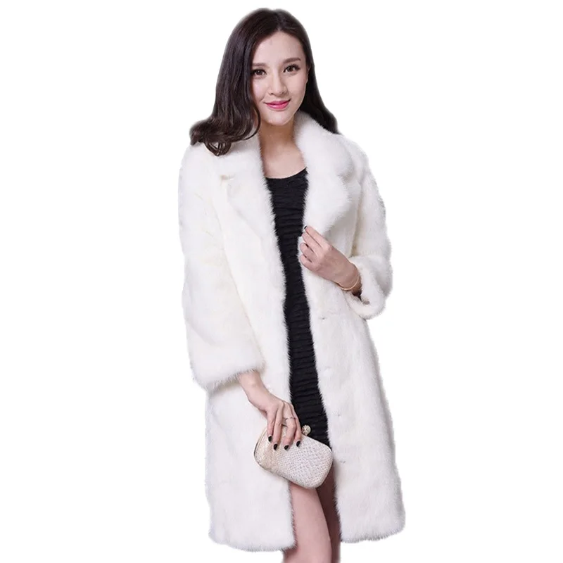 

Plus Size 6XL Fluffy Winter Women Medium Long Faux For Fur Coats Female Fashion Party Warm Turn-down Collar Jackets Overcoat E4