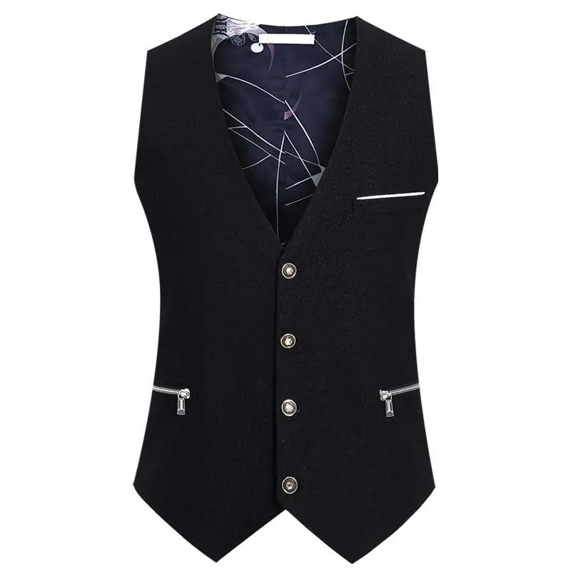 New Fashion Men Suit Vest 4 Button British Sleeveless Jacket Business Vest Casual Waistcoat Thin for Summer Autumn Big Size 6XL