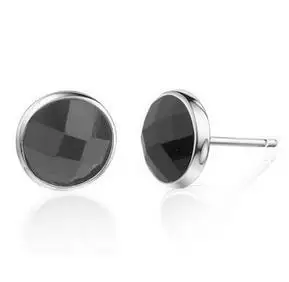 

2015 New arrival Free shipping fashion black stone 925 sterling silver unisex men stud earrings jewelry wholesale