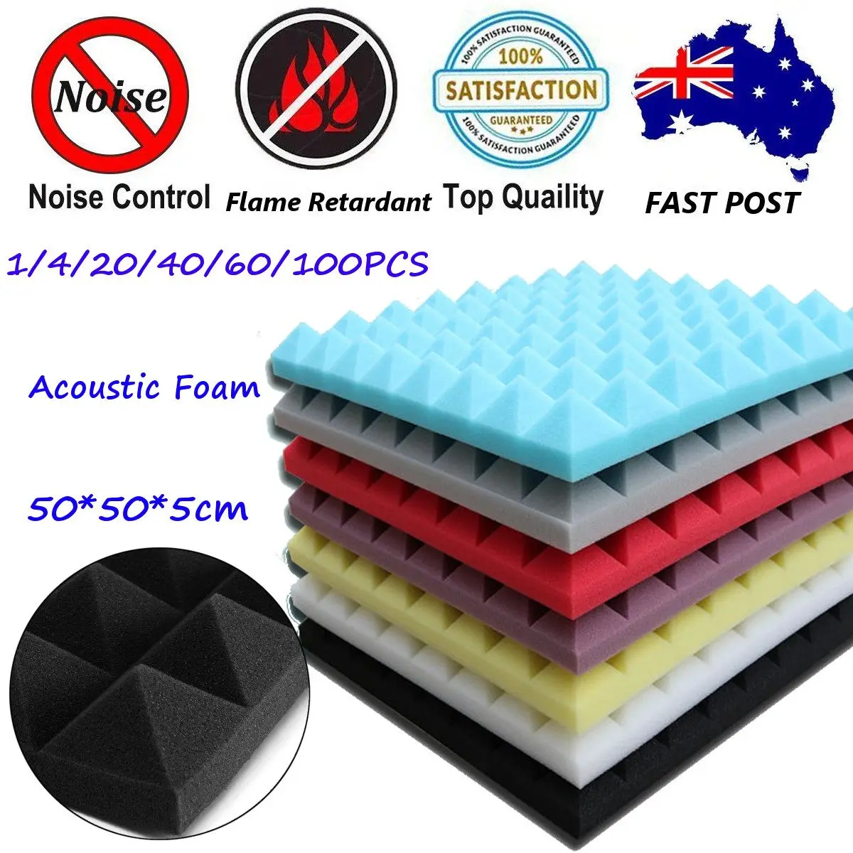 12pcs 50X50X5mm Soundproofing Foam Acoustic Foam Sound Treatment Studio ...