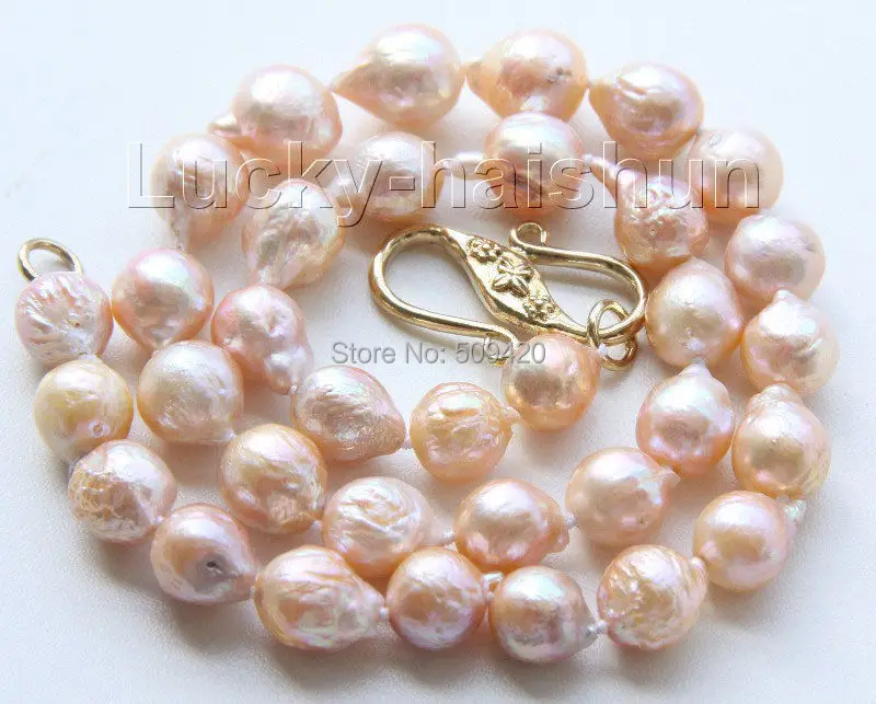 

Free Shipping >>17" 11mm baroque pink Reborn keshi pearls necklace