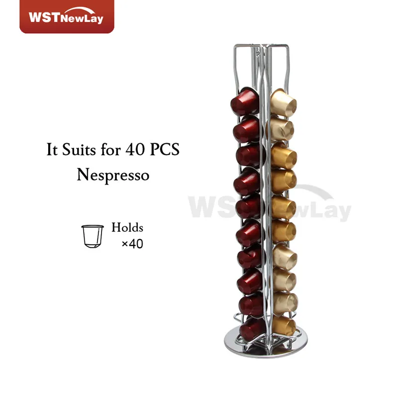 Кофейная капсула с держателем для капсул Nespresso, вращающаяся стойка, кофейная стойка для капсул, капсулы для хранения, полки, организация - Цвет: Коричневый