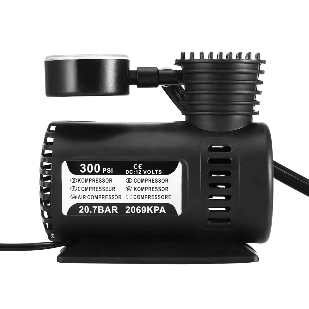 Черный мини 12 В 300PSI воздушный насос компрессор для шин Портативный электрический воздушный насос для велосипеда