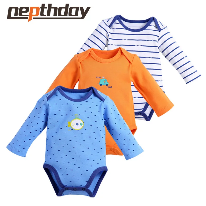 

2019 3pcs/lot Baby Body Suits Long Sleeve Cotton romper Baby Clothes Bebe Jumpsuits Clothing Set Printer send random 15-325