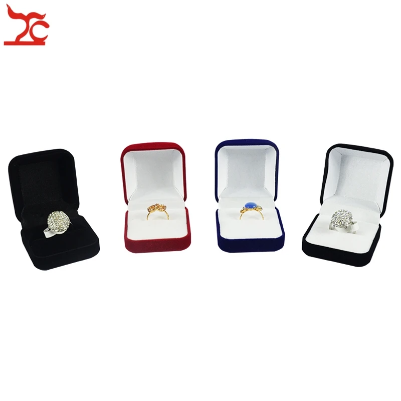 Retail 4 Color Available Blocked Jewelry Box Wedding Party Birthday Ring Jewelry Organizer Storage Gift Packing Box