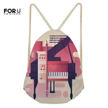 FORUDESIGNS/милые сумки с музыкальным принтом для школьницы на шнурке, мини сумки для путешествий, дамские сумки на плечо для покупок
