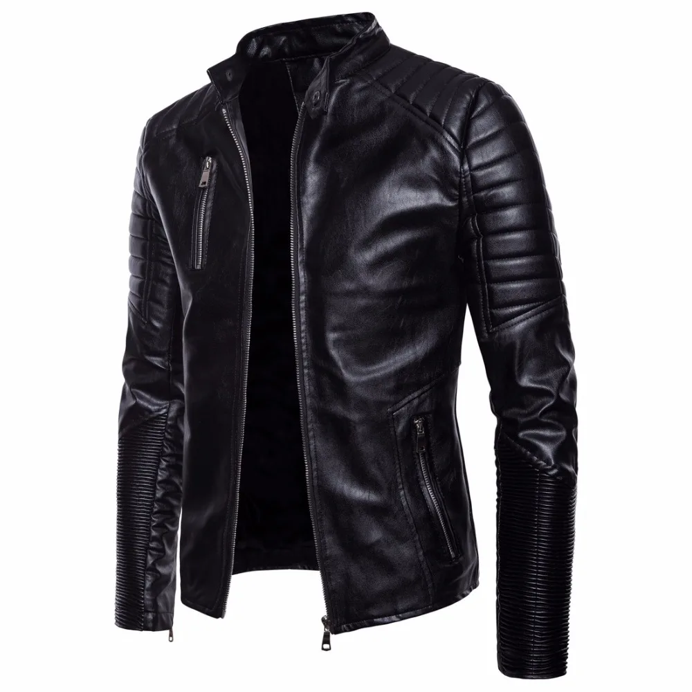 

Mens Leather Jacket Coat Men Autumn Winter Vintage Motorcycle Jackets Outwears Multi Zipper Faux Leather Jacket Tops Coat Male