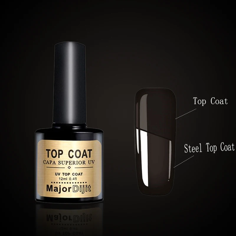 

Major Dijit Steel Top Coat 12ml Nail Art Gel Polish DIY Tips Soak off Base Foundation No Sticky Layer Non-cleansing Topcoat