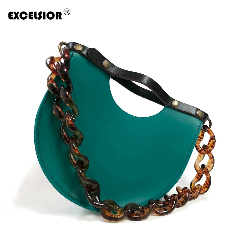 

EXCELSIOR 2019 Spring Summer Women Handbag Trending Acrylic Strap Double Use Female Bags High Quality PU Leather Crossbody Bag