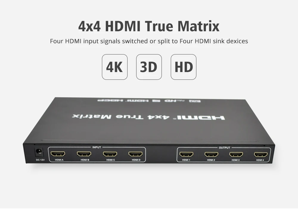 ThundeaL HDMI Matrix 4x4 HD 4K 2K HDMI переключатель разветвитель 4 входа 4 выхода 3D 1080P 60Hz True Matrix конвертер адаптер+ пульт дистанционного управления