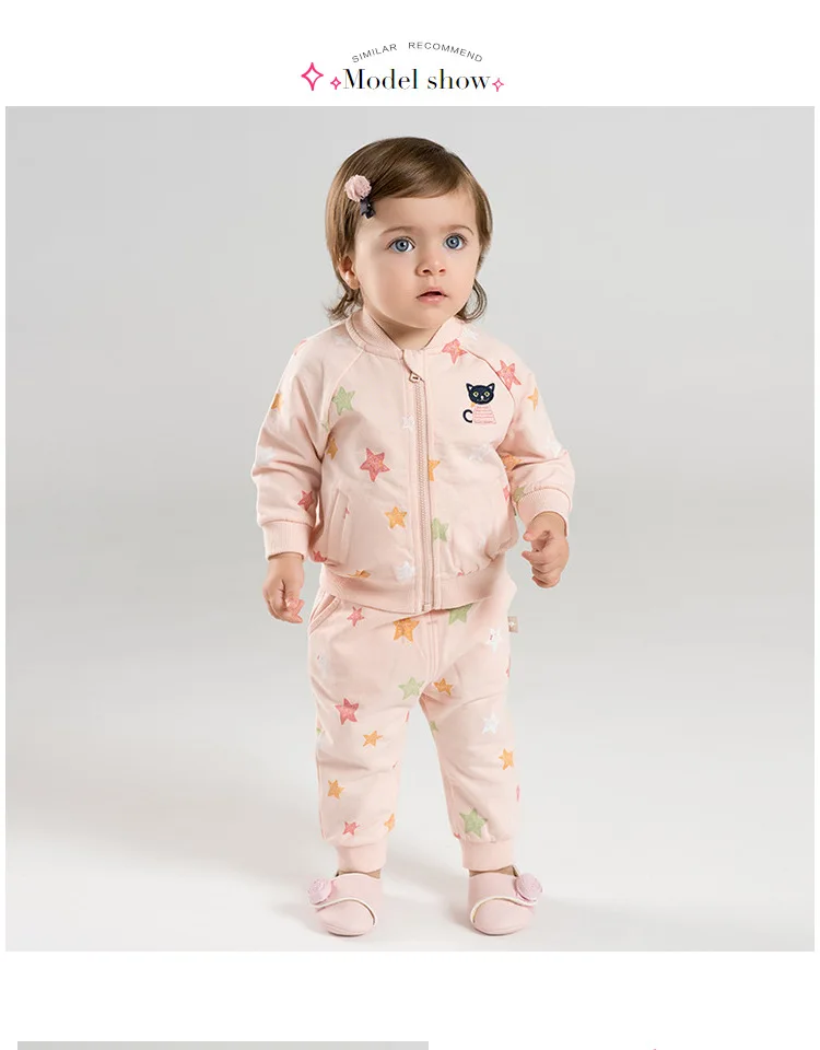 DBM9855 dave bella/весенние комплекты модной одежды для малышей милые костюмы с длинными рукавами для девочек детская одежда с принтом