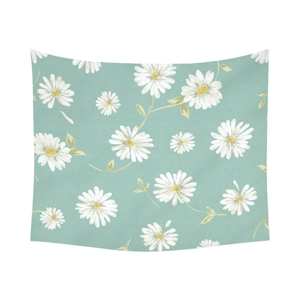Daisy Flower Home Decor Tapestries Wall Art, Vintage White Floral