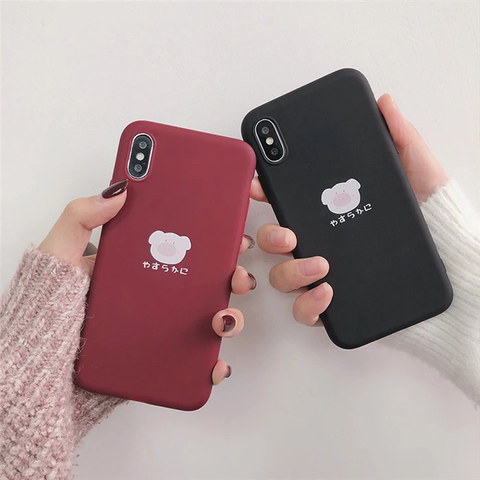 

Cartoon Pig Print Pattern Phone Case for iphone XS Max X XR XS Matte Soft TPU case For iphone 6 6s 7 8 plus back cover