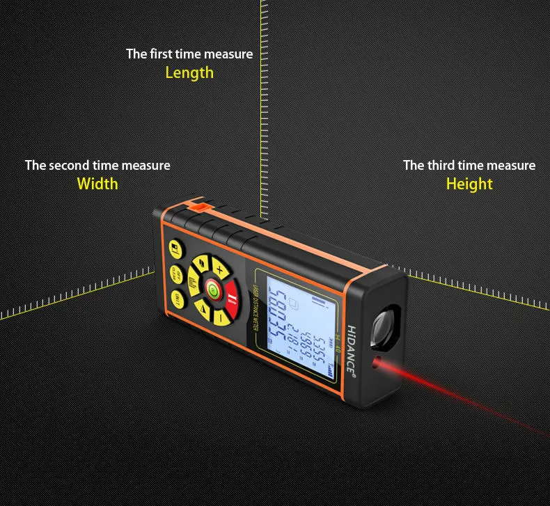 HiDANCE 40 м цифровой лазерный дальномер ручной дальномер 131ft метр площадь-объем-угол линейка сборка рулетка инструмент