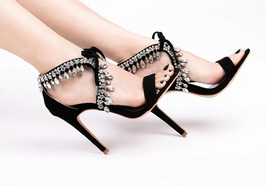 Bling Femme as Cristal Chaussures Robe Femelle Mince Parti Gland Beige Talon Color Strass Dentelle D'été Sexy Up Sandales Color As Showed Pompes RX8qrRY