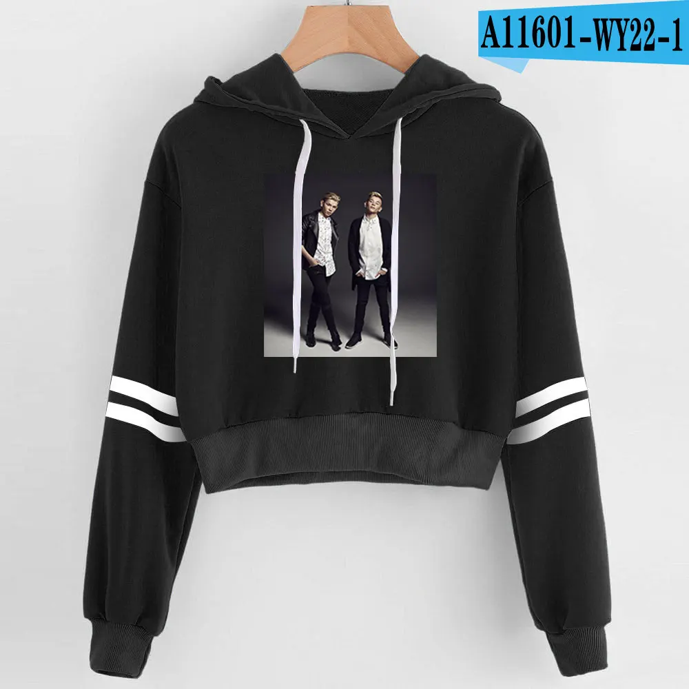 Marcus and Martinus Navel Hoodies Hip Hop New Casual Fashion women Hoodies Outwear High Street Marcus& Martinus Sexy Sweatshirt - Цвет: Black