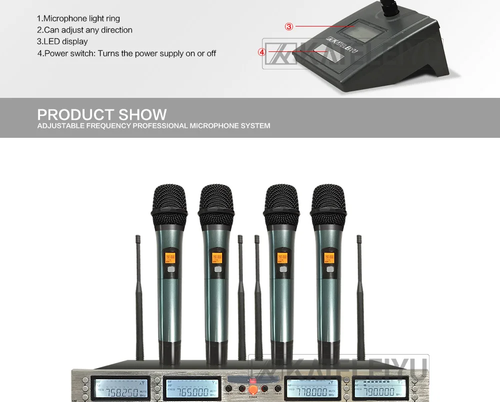 Профессиональный микрофон 200 Канал дополнительная частота 4 канала ручной беспроводной микрофон Система сценический домашний KTV микрофон