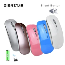 Zienstar Slim 2,4 ГГц Беспроводная мышь с usb-приемником, бесшумный щелчок, 600 мАч перезаряжаемая литиевая батарея для Mac, ноутбук, ПК