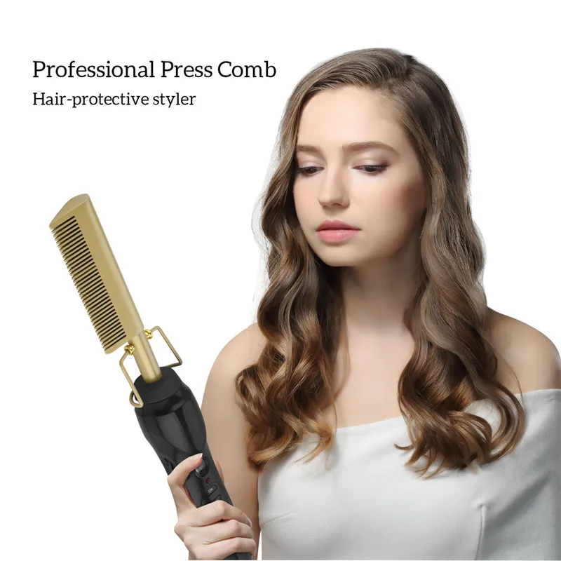 

2 in 1 Electric Hair Brush Comb Straightener wand Hair Curling Irons Wet Dry Use Straightening Comb curler Hair Styler