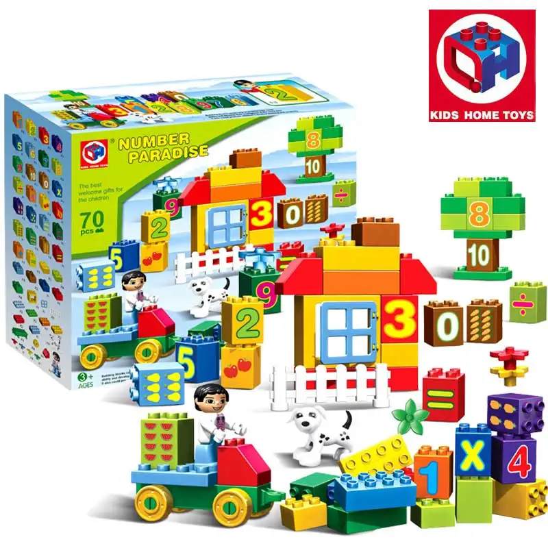 

70PCS Large Size Numbers Paradise Park Model Building Blocks Educational Bricks Kids Home Toys Compatible With Duploe Kid's Gift