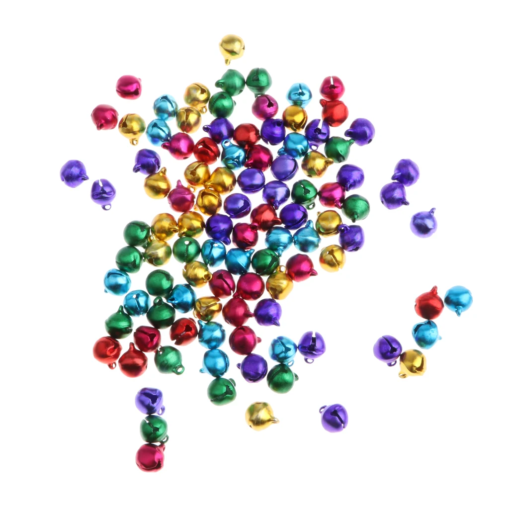Set of 100 Pieces Lovely Colorful Jingle Bell DIY Craft Pendant Christmas Decoration Party Props Kits Kids Girls Adults Toys