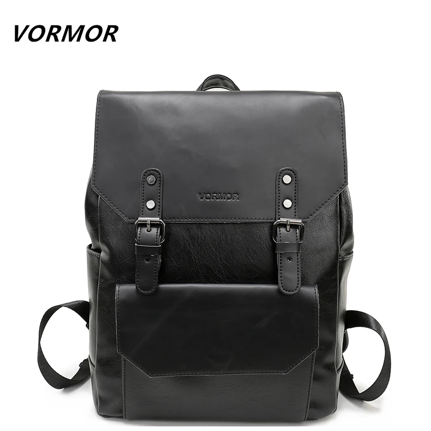 0 : Buy VORMOR Simple Patchwork Large Capacity Mens Leather Backpack For Travel ...