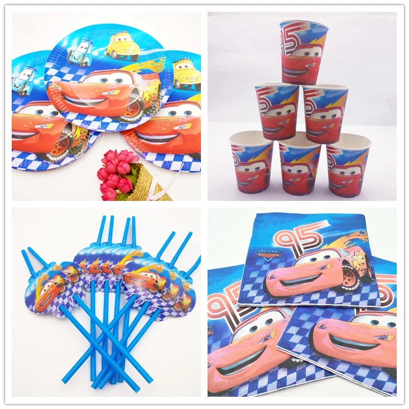 

50pcs/set Disney Lightning Mcqueen Paper Plate Kids Boys Favor Happy Birthday Party Supplies Decoration