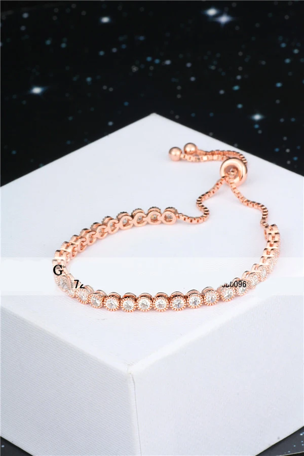

free shipping Lierzika copper round stone can adjust size rose gold color lady model bracelet