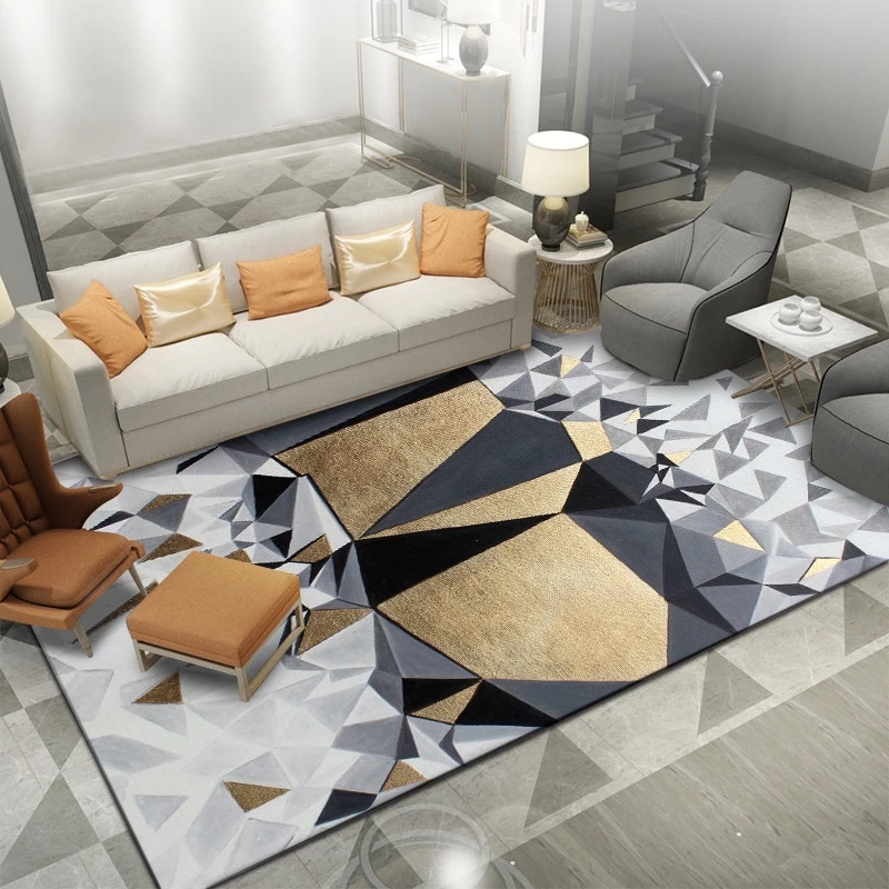 Us 9 82 36 Off Fashion Nordic Geometric Carpet Yellow Grey Floor Rugs Living Room Bedroom Bedside Carpets Hallway Kids Room Bathroom Tapetes In